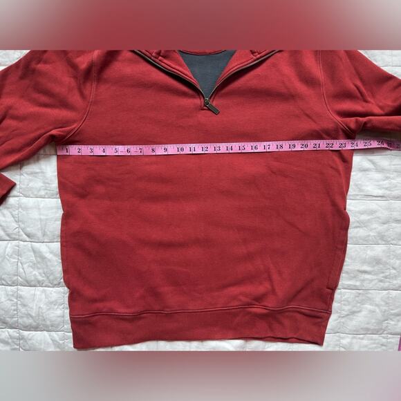 Pendleton Men's Red Fleece Lined Inner Quarter Zip Sweater Shirt Granola- Large - Picture 7 of 9